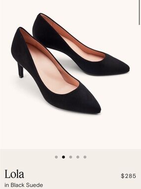 Lola Black Suede Pointed-Toe Mid Heel Pumps INEZ